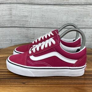 Vans Old Skool Fuchsia Red True White Lace Up Sneaker Women’s Shoe Size 5